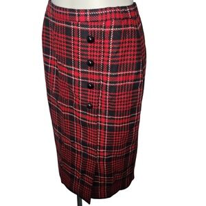 Vintage Plaid pencil skirt mid-rise midi length size 28 Dark Academia